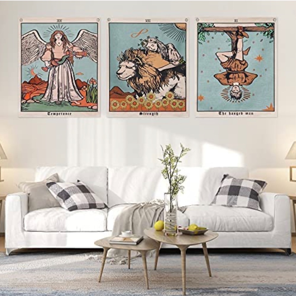 3 Pack Tarot Tapestries Temperance Strength Hanged Man Tarot Tapestries